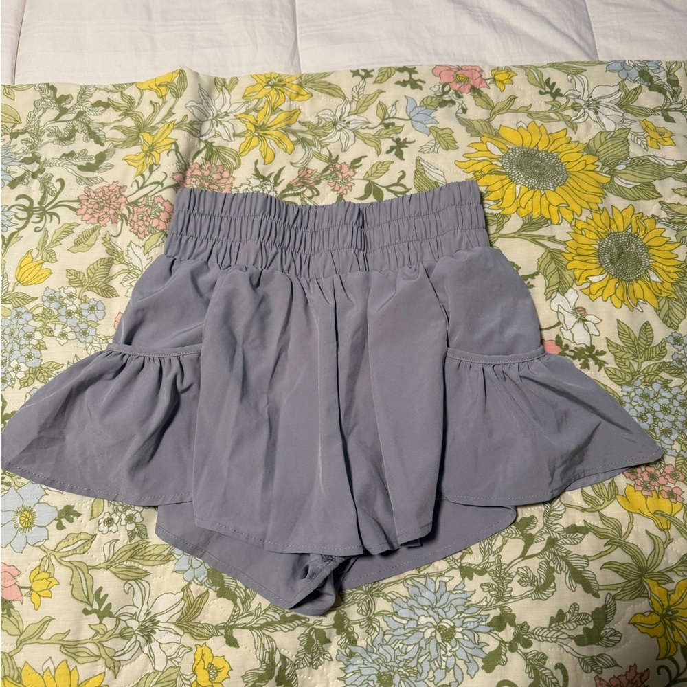 Women's Ruffled Gray Shorts